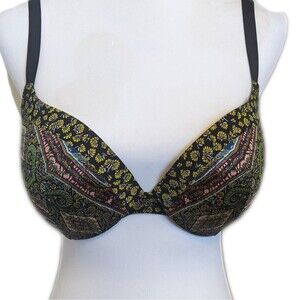 Victoria's Secret very sexy push-up underwire bra, colorful quilt print, 36D